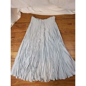 Vintage Moda International  Size PM Light Blue Plaid Flowy Maxi Skirt